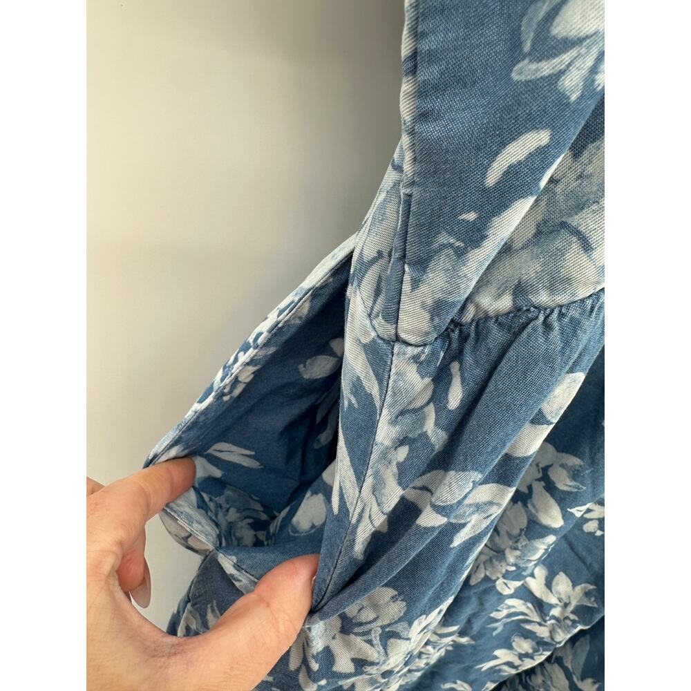 Torrid Womens Blue Floral Maxi Dress Size 4X Pockets Cottagecore Coquette Smock - Picture 8 of 8